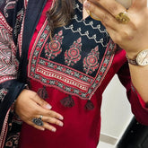 Pure fine Cotton fabric   Kurti with Pant with cotton 100-100 Dupatta*
Size: *M/38, L/40, XL/42, XXL/44,XXXl/46*
*Fabric: *Heavy Cotton*
*Work-Hand Sequence and tasal work*